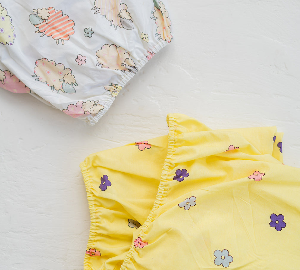 Flower Print Fitted Cotsheet