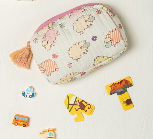 Baa Baa Black Sheep Rectangle Quilted Pouch